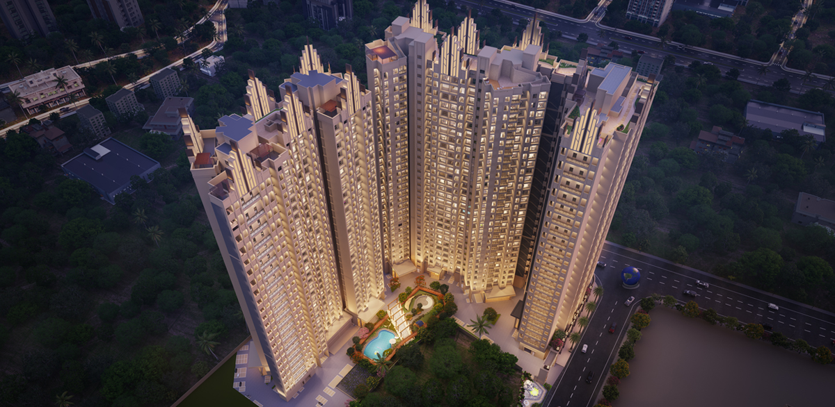 Exterior view of Raunak Earth Park's magnificent towers